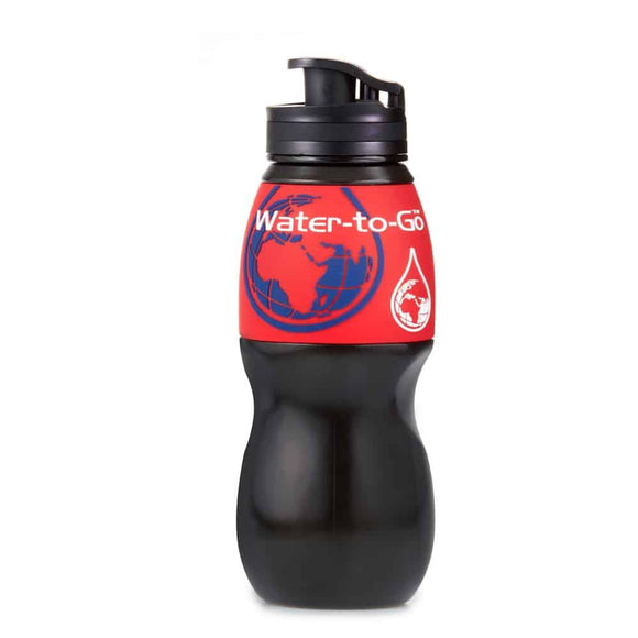 Classic Bottle - 750ml - Black With A Red Sleeve - Water-to-Go