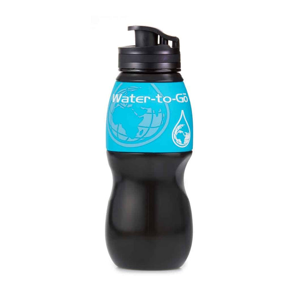 Classic Bottle - 750ml - Black With A Blue Sleeve - Water-to-Go