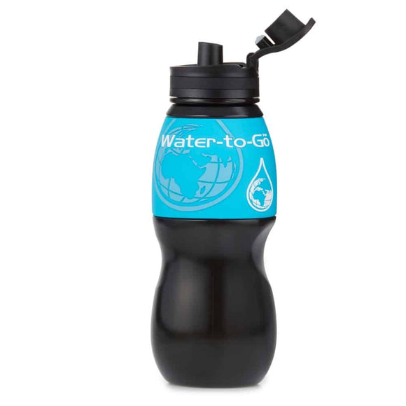 Classic Bottle - 750ml - Black With A Blue Sleeve - Water-to-Go