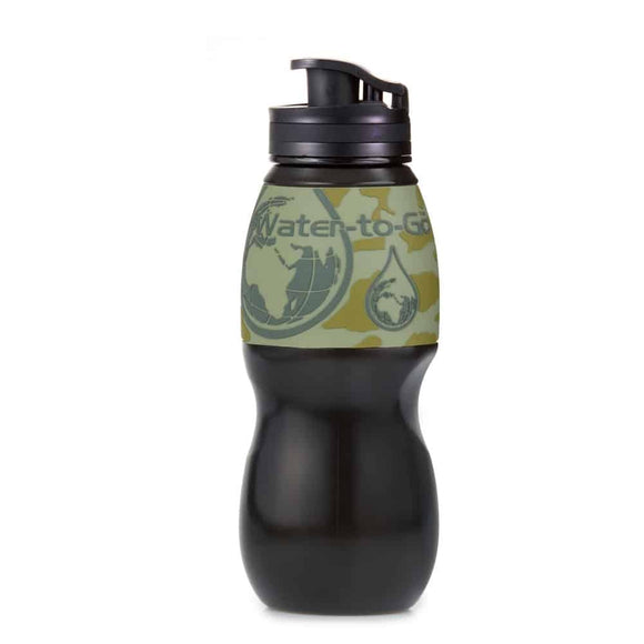 Classic Bottle - 750ml - Black With A Camo Sleeve - Water-to-Go