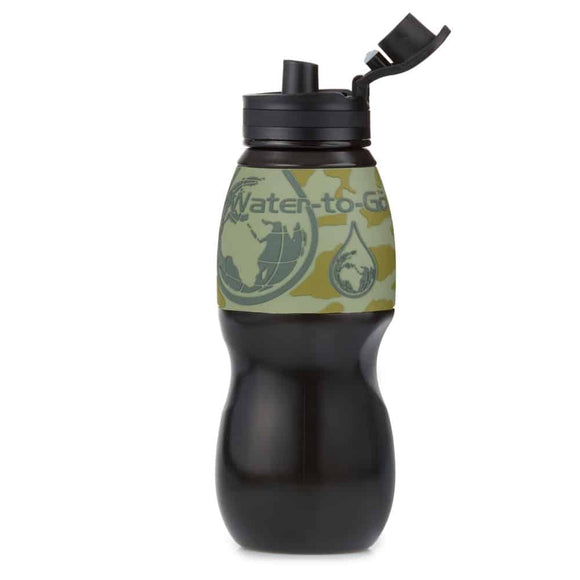 Classic Bottle - 750ml - Black With A Camo Sleeve - Water-to-Go