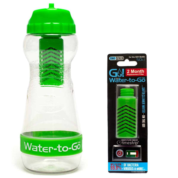 Individual 50cl Green Bundle Containing A Water-to-Go 50cl Green Bottle And An Extra Green 50cl Filter